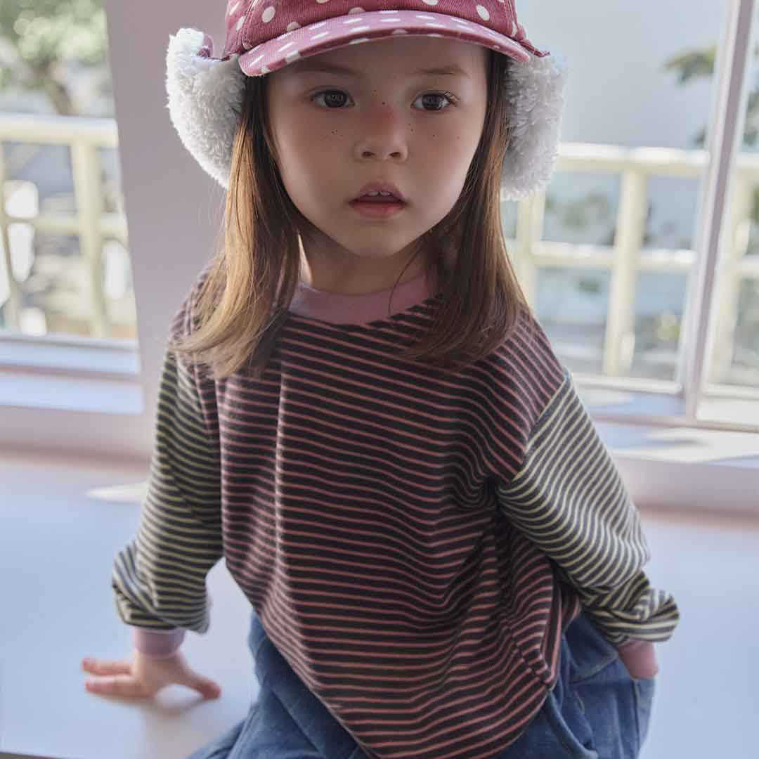 Toddler W26 Stripe Long Sleeve Top (2-6y) - Charcoal