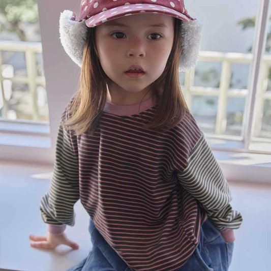 Toddler W26 Stripe Long Sleeve Top (2-6y) - Charcoal