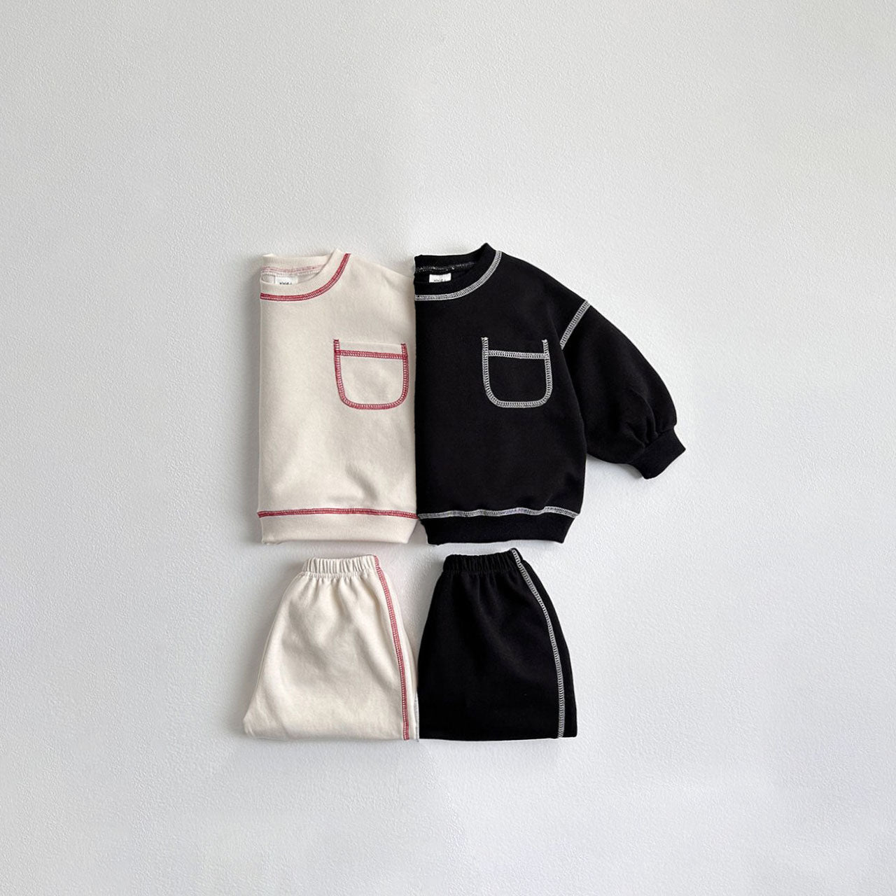 Toddler F25 Stitch Detail Long Sleeve Top and Jogger Pants Set (1-6y) - 2 Colors - AT NOON STORE