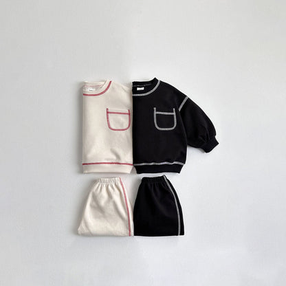 Toddler F25 Stitch Detail Long Sleeve Top and Jogger Pants Set (1-6y) - 2 Colors - AT NOON STORE