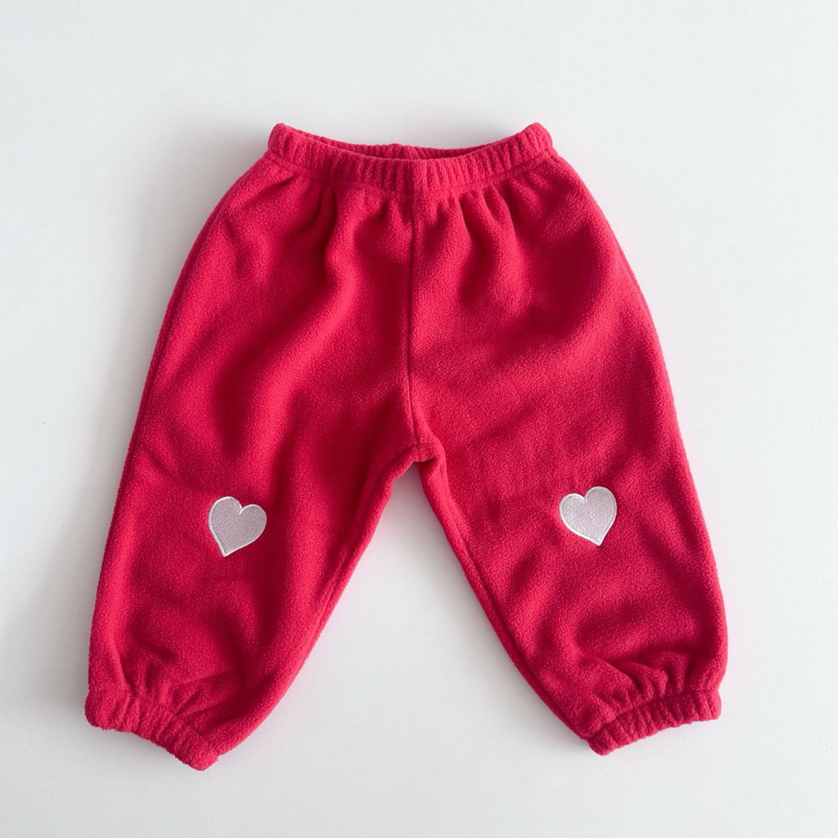 Kids FW26 Heart Embroidery Fleece Jogger Pants  (1-7y) - Red