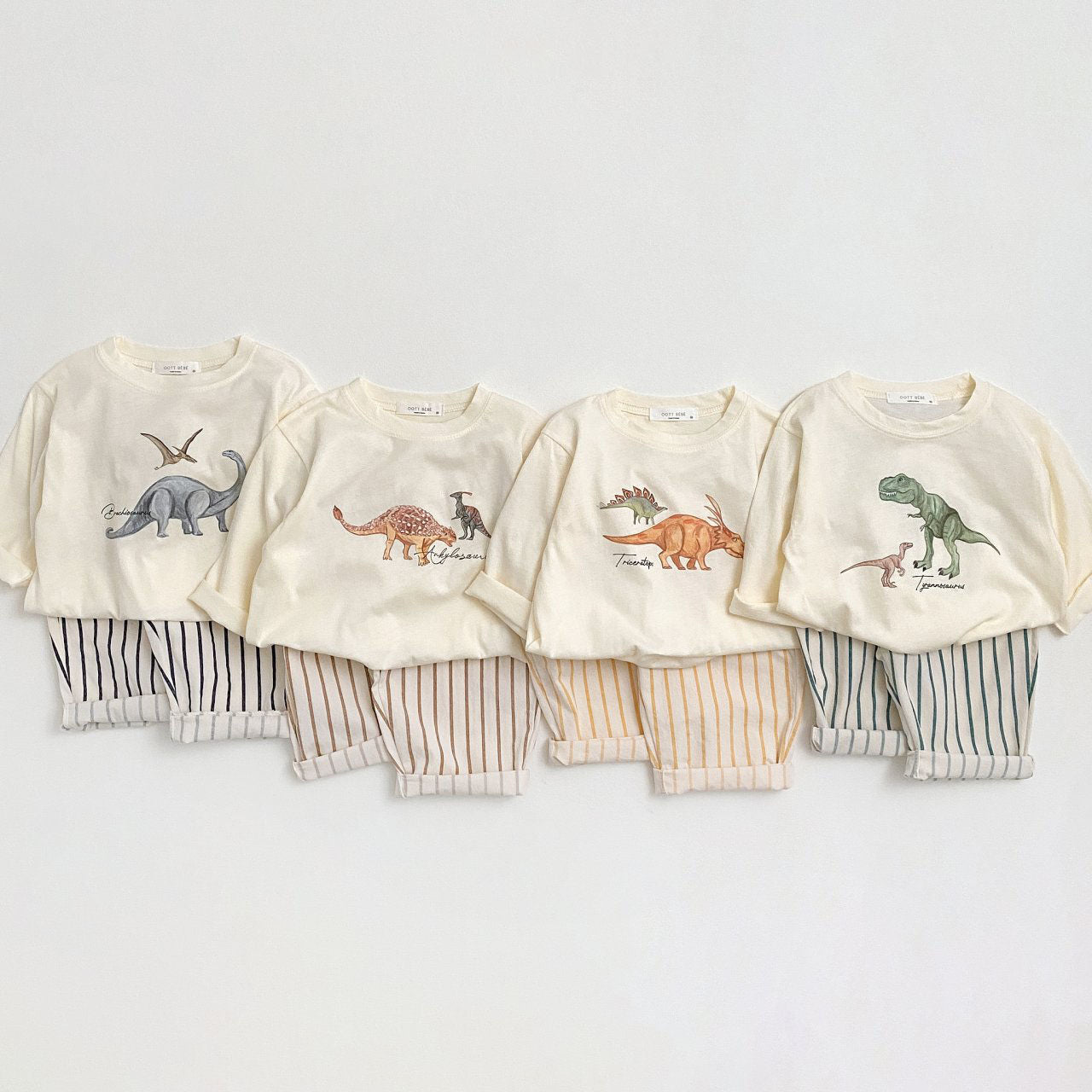 Toddler Dinosaur Sweatshirt and Stripe Pull-on Pants Set (1-7y) - 4 Colors - AT NOON STORE