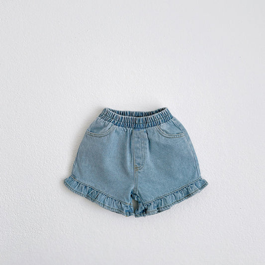 Toddler Frill Denim Shorts (1-6y) - Denim - AT NOON STORE