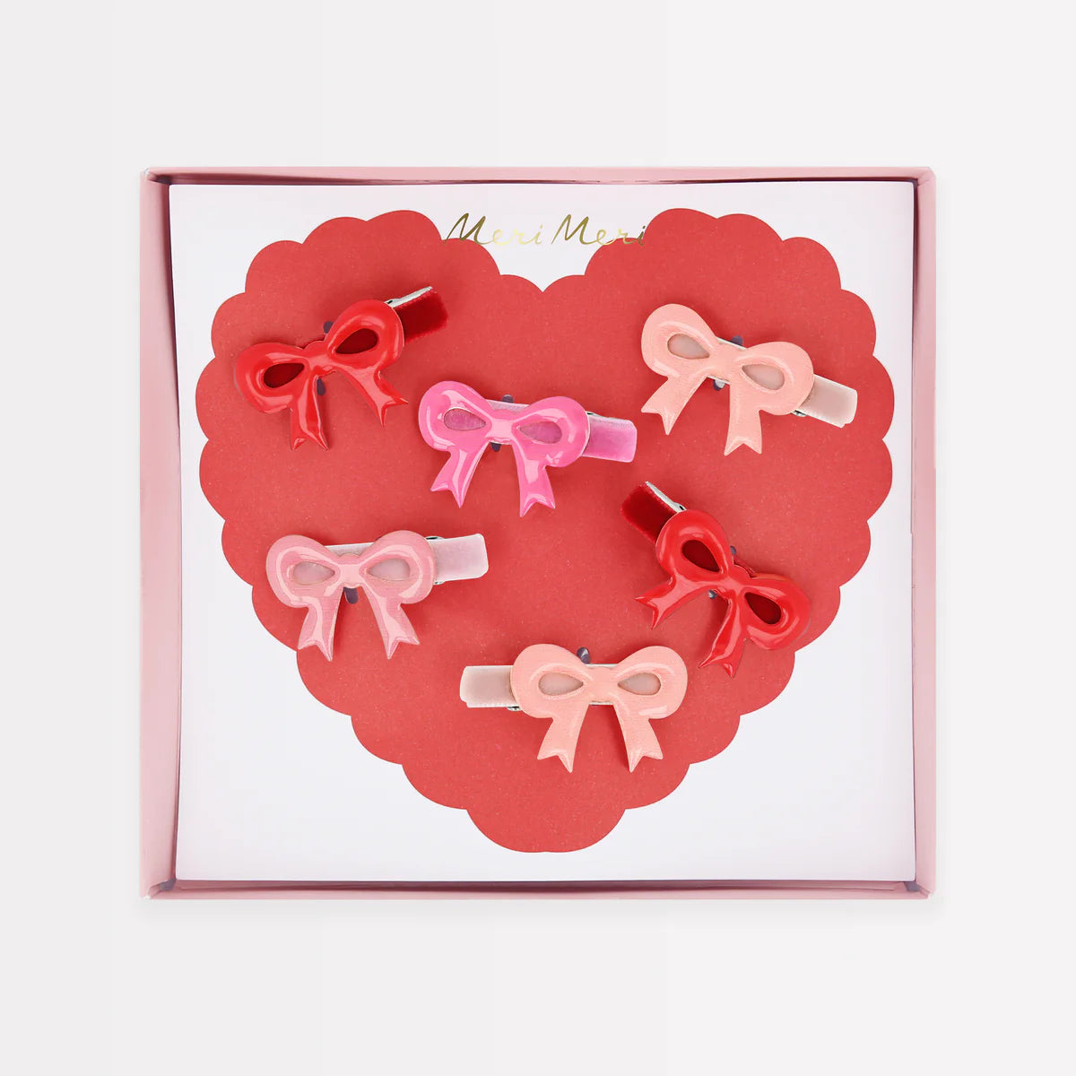 MeriMeri Valentine's Bow Hair Clips Set (6pk)