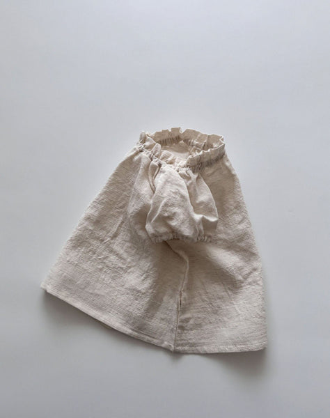 Baby/Toddler Aosta Linen Short Sleeve Balloon Blouse Top (3m-5y)- Ivory