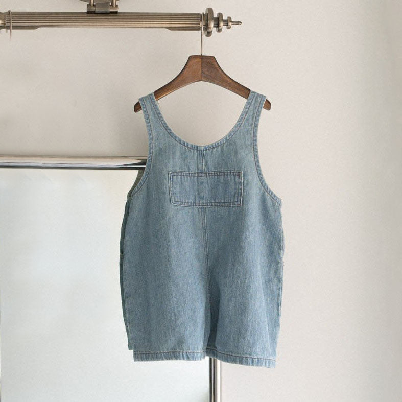 Toddler Anggo Kangaroo Pocket Denim Overalls (1-6y) - Denim