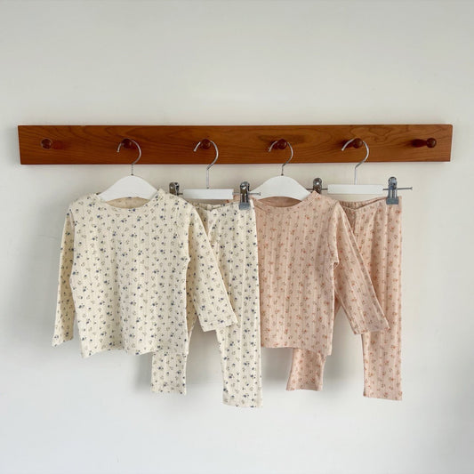 Kids SP26 Floral Pointelle Long Sleeve Top and Pants Set (1-7y) - 2 Colors - AT NOON STORE