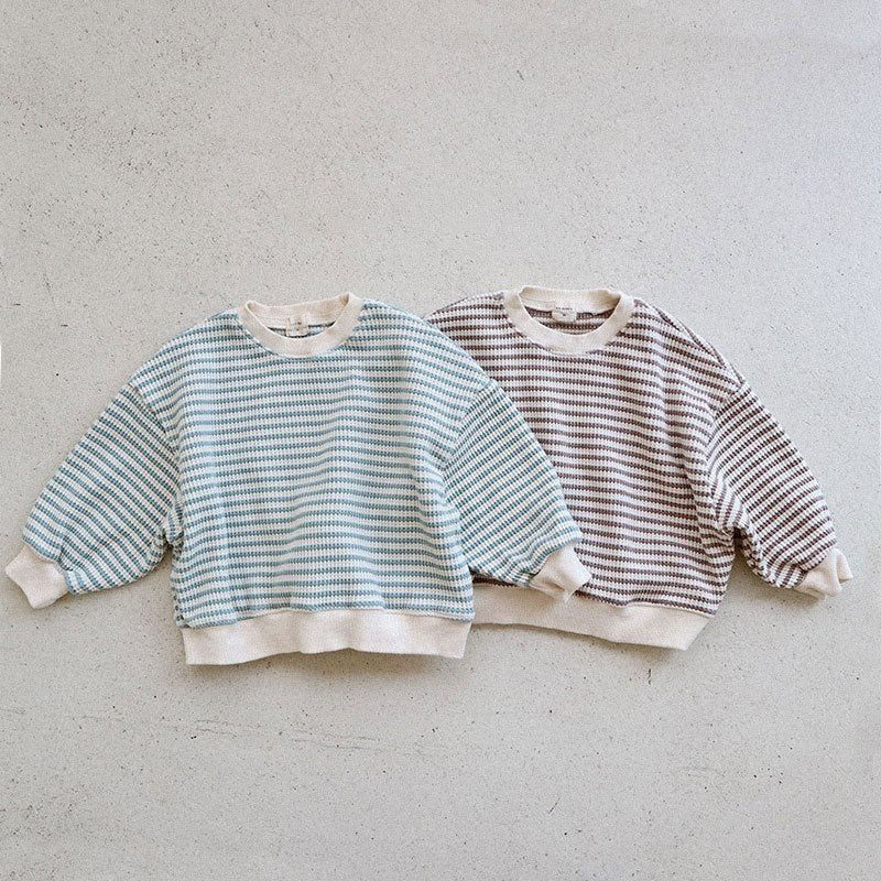 Toddler Waffle Stripe Sweatshirt (15m-7y) -2 Colors - AT NOON STORE