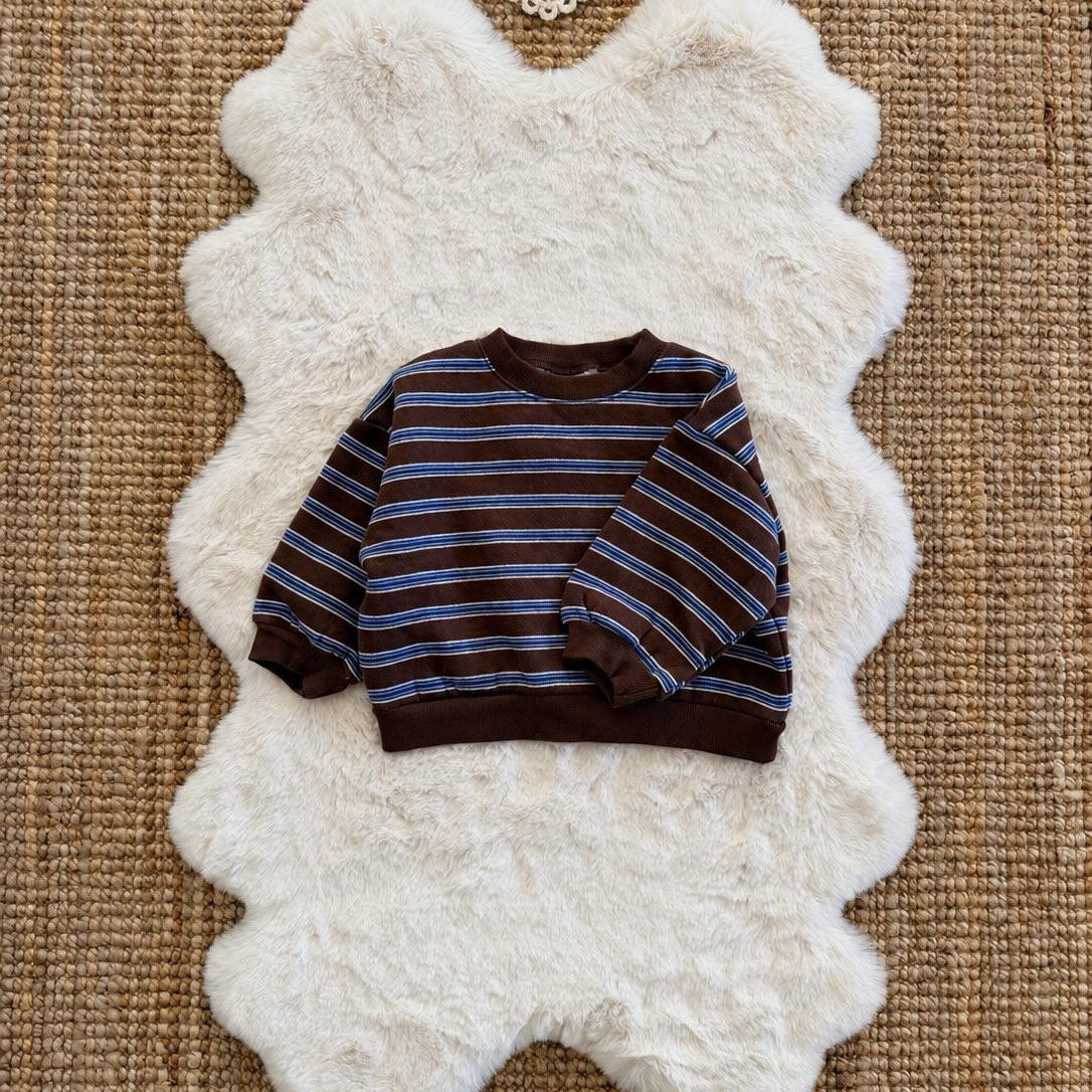 Toddler FW26 Stripe Long Sleeve Brushed Cotton Sweatshirt (1-7y) - Brown