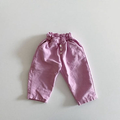 Toddler Button Pull-on Pants (1-6y) - Pink - AT NOON STORE