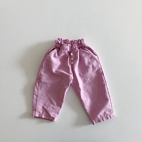 Toddler Button Pull-on Pants (1-6y) - Pink