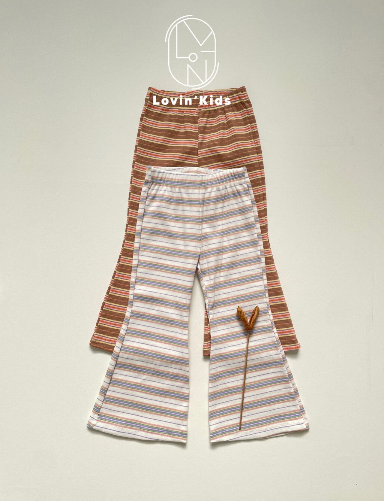 Toddler Multi Stripe Cami and Flare Pants Set (16m-6y) - Ivory+Lilac - AT NOON STORE