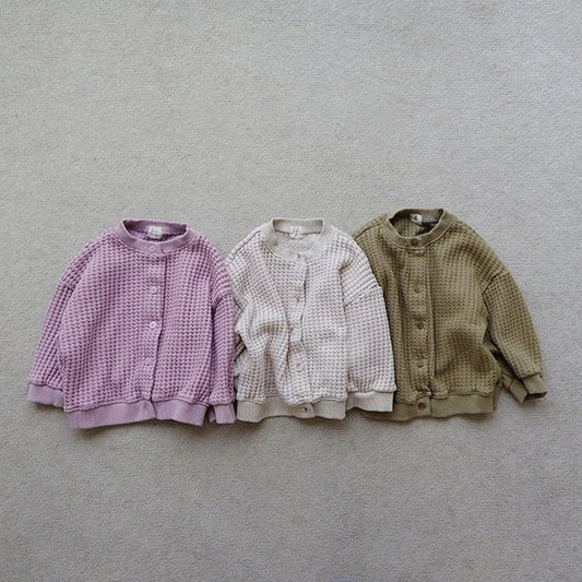 Toddler F25 Waffle Cardigan (15m-7y) - 3 Colors - AT NOON STORE