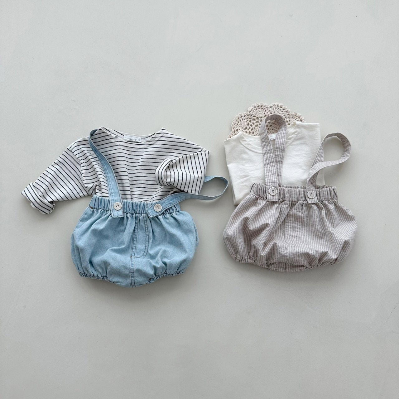 Baby Cotton Tee and Suspender Bloomer Set (3-18m) - 2 Colors - AT NOON STORE