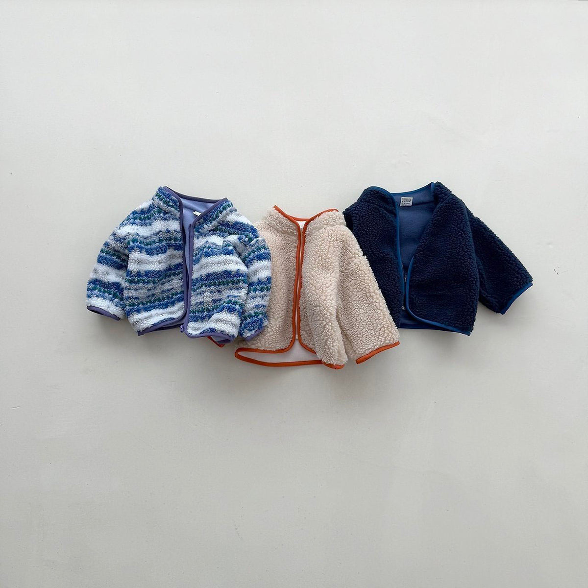 Toddler FW26 Sherpa Mock Neck Zip-Up Jacket (4m-6y) - Light Blue/White