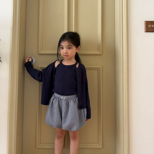 Toddler SS26 Seersucker Gingham Balloon Shorts (1-7y) - Navy - AT NOON STORE