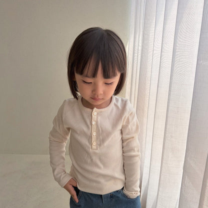 Baby/Toddler Bella F26 Button Front Ribbed Long Sleeve Top (1-6y) - 3 Colors