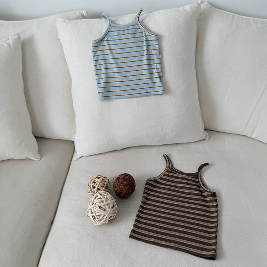 Toddler SS26 Stripe Ribbed Keyhole Back Tank Top (1-7y) - 2 Colors - AT NOON STORE