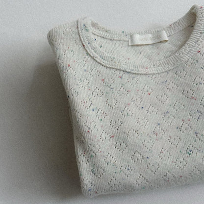 Toddler SP26 Pointelle Confetti Long Sleeve Top (10m-3y) - Ivory - AT NOON STORE