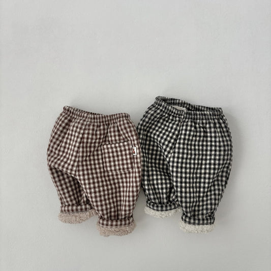 Baby Land W25 Sherpa Lined Plaid Pull-on Pants (4m-18m) - 2 Colors
