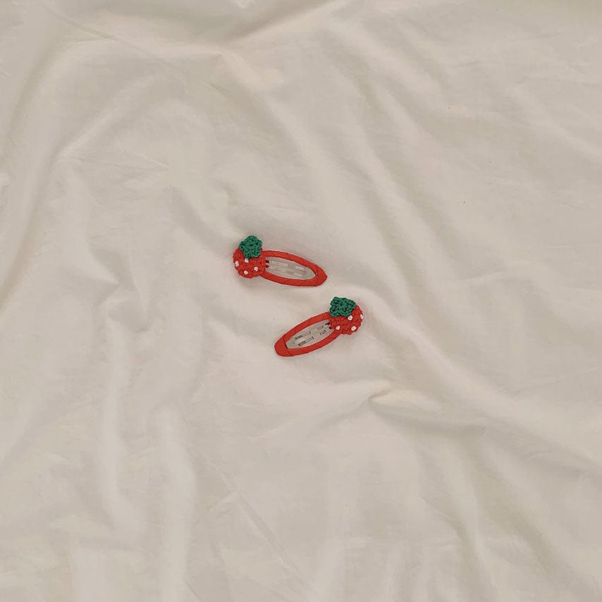 Girls Strawberry Hair Snap Clips (2pk) - Red