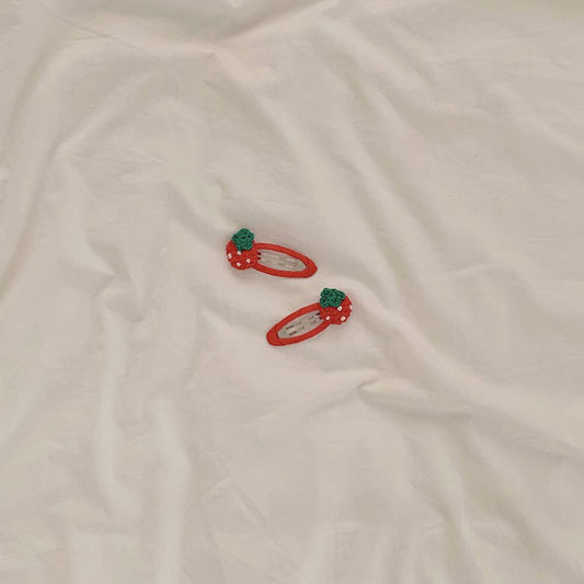 Girls Strawberry Hair Snap Clips (2pk) - Red