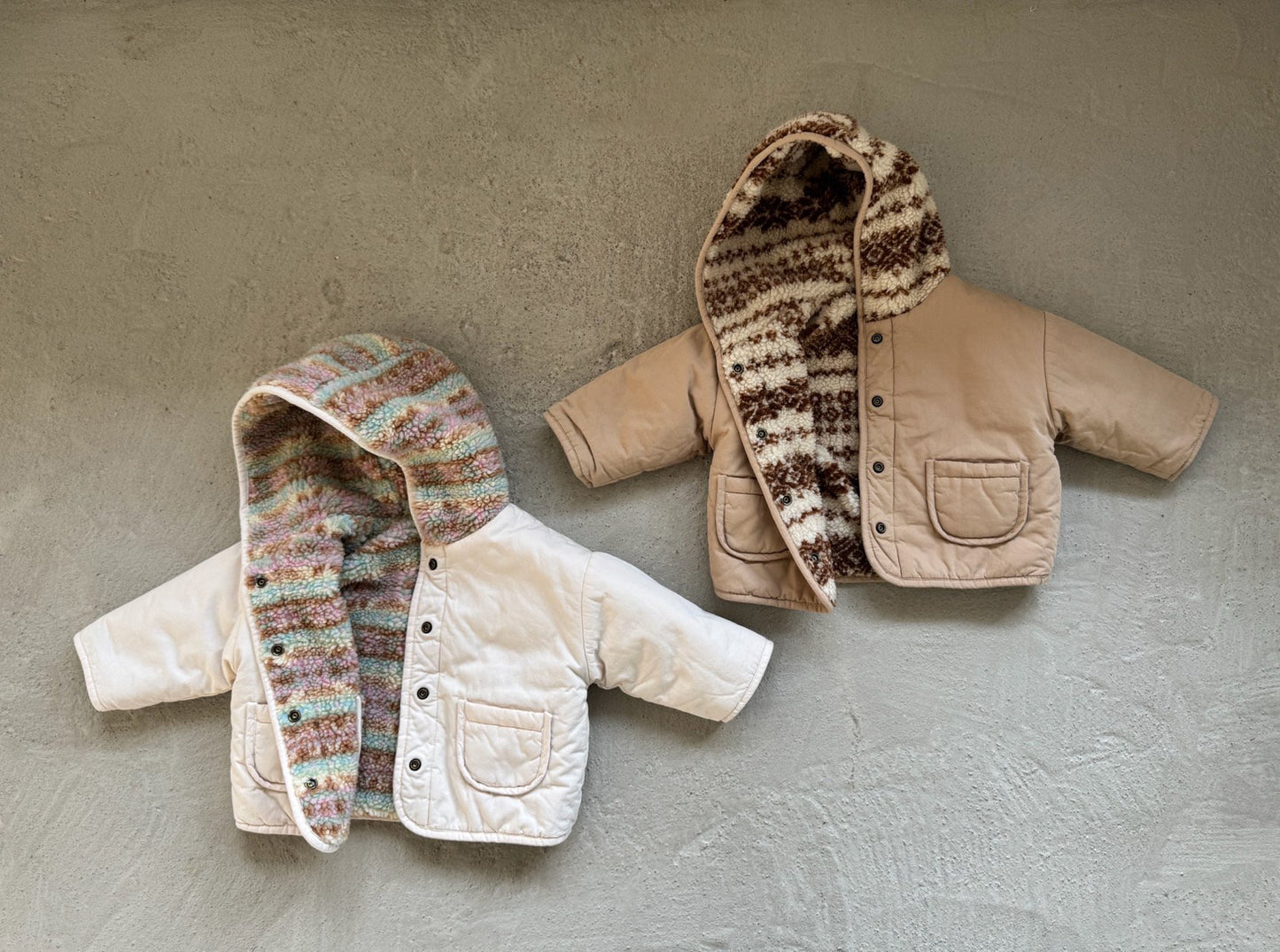 Kids W25 Sherpa Lined Reversible Hooded Jacket with Hood(1-6y) - 2 Colors