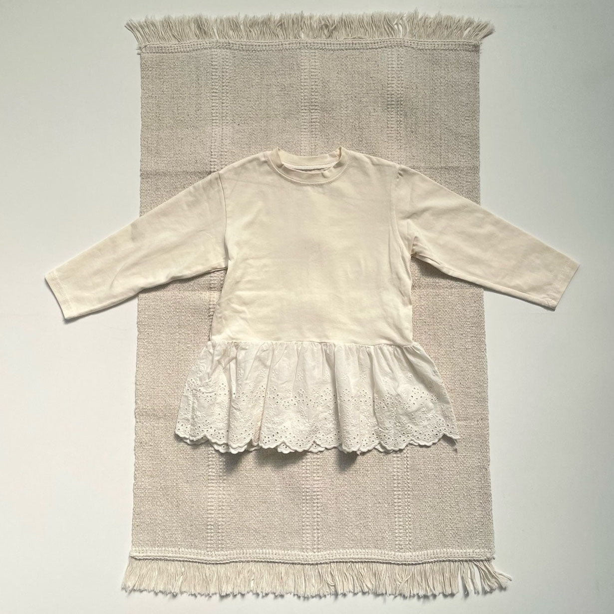 Toddler F25 Lace Detail Long Sleeve Top (1-7y) - Ivory - AT NOON STORE