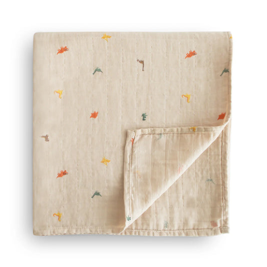 Mushie Muslin Swaddle Blanket Organic Cotton (Dinosaur)