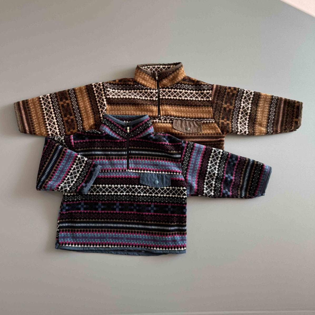 Toddler W25 Fair Isle Fleece Half Zip Mock Neck Top (3-10y) - 2 Colors