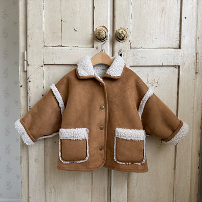 Kids W25 Faux Suede Shearling Reversible Jacket (1-6y) - Camel