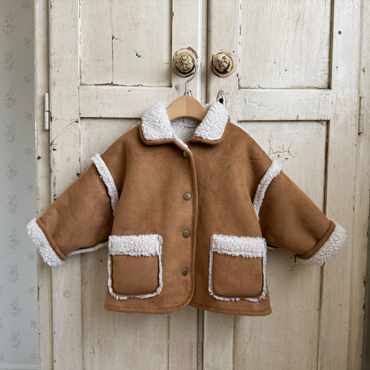 Kids W25 Faux Suede Shearling Reversible Jacket (1-6y) - Camel