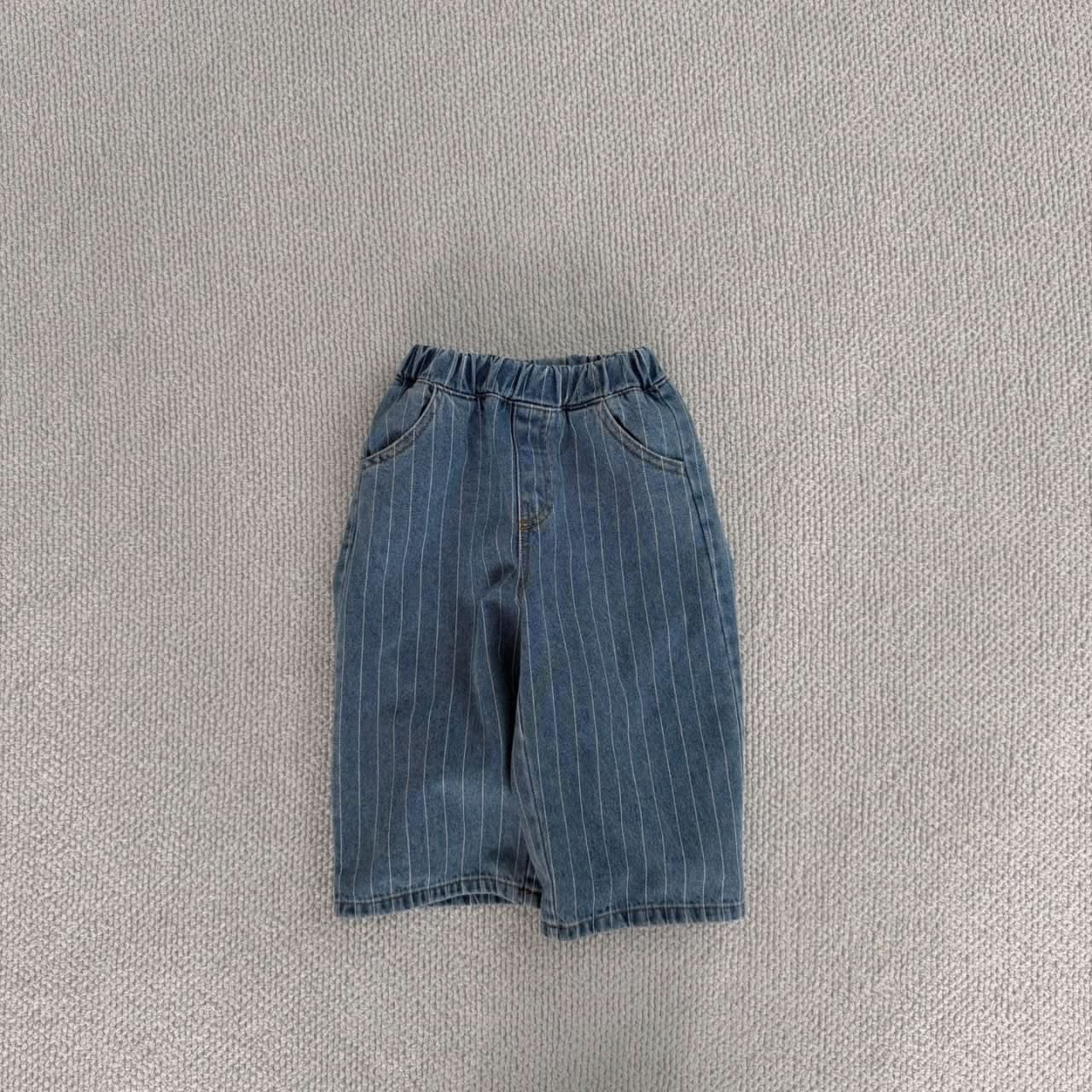 Baby Bella S25 Stripe Pull On Denim Pants (6m-3y) - Denim - AT NOON STORE