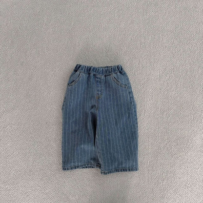 Baby Bella S25 Stripe Pull On Denim Pants (6m-3y) - Denim - AT NOON STORE