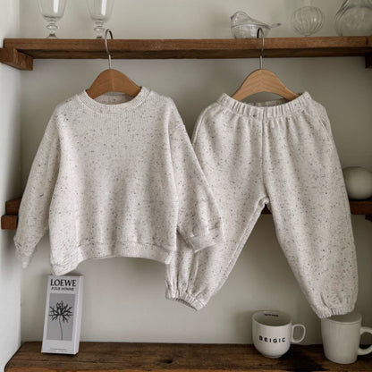 Kids F25 Waffle Confetti Long Sleeve Sweatshirt and Jogger Pants Set (1-7y) - Ivory - AT NOON STORE