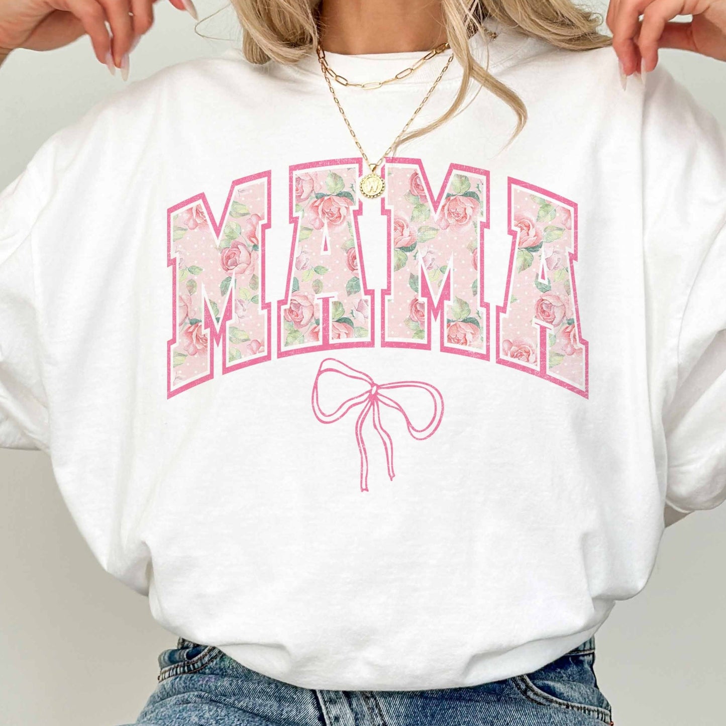 Women's Rose MAMA Bow Oversized Graphic Tee - 2 Colors - AT NOON STORE