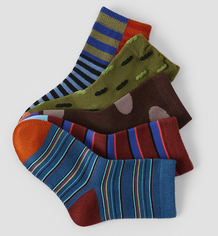 Toddler Jacquard 5PK Socks Set (1-8y) - Brown