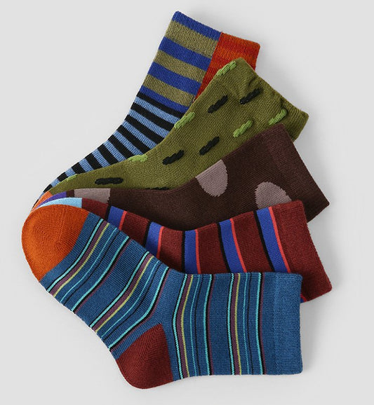 Toddler Jacquard 5PK Socks Set (1-8y) - Brown