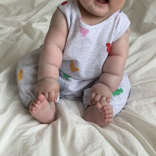 Baby Balloon Print Cotton Sleeveless Jumpsuit (3-24m) - 2colors