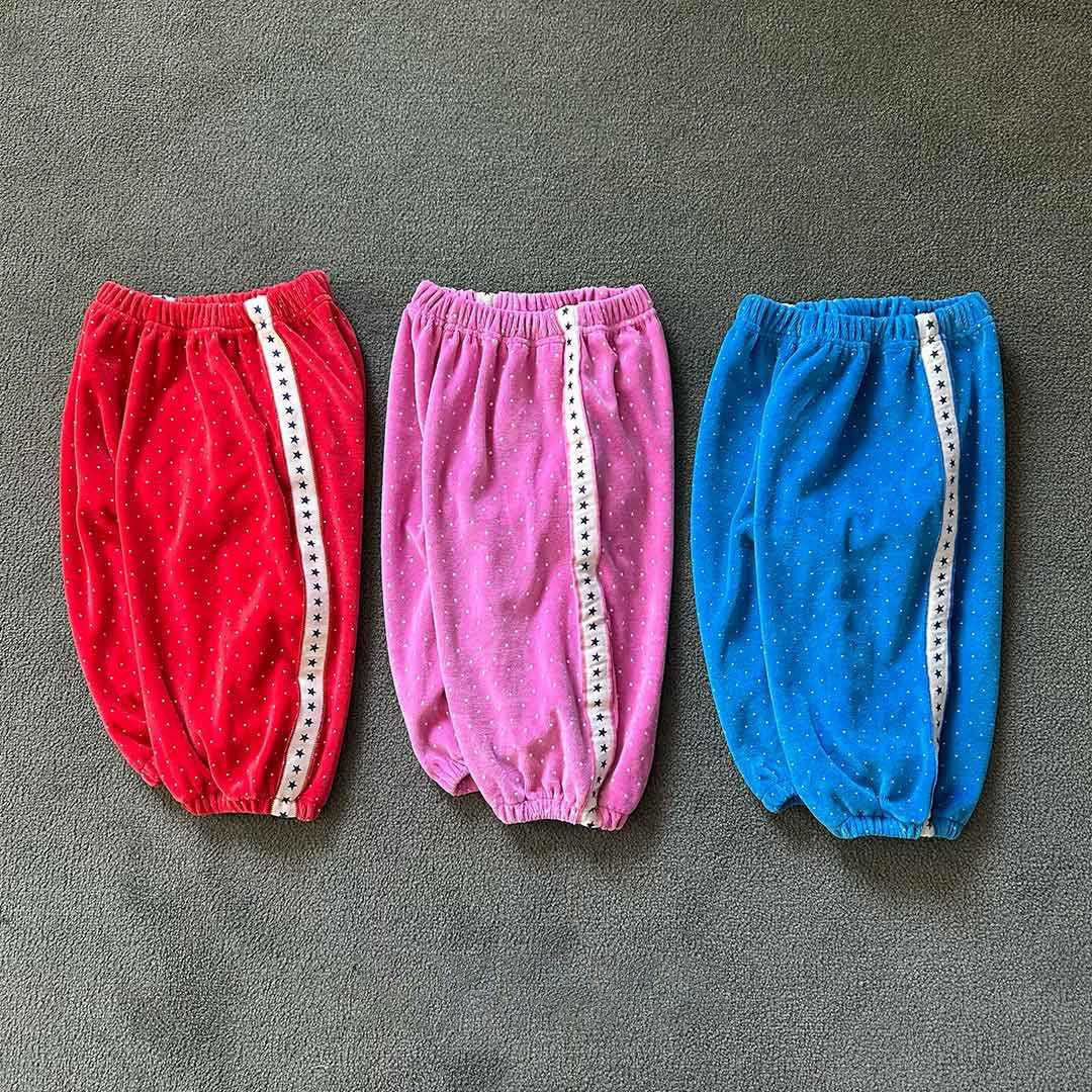 Toddler W26 Side Tape Polka Dot Velour Jogger Pants  (2-6y) - 3 Colors