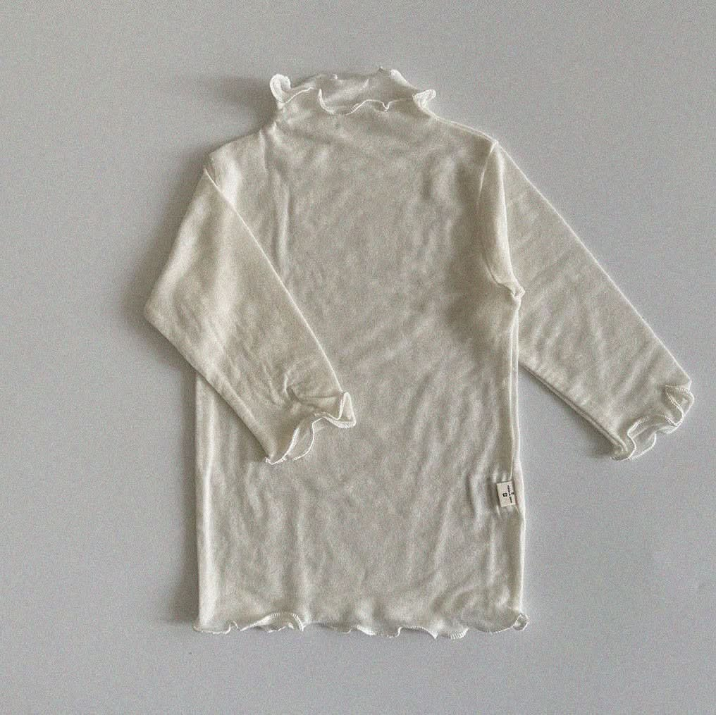 Baby/Toddler Aosta S25 Lettuce Edge Soft Mock Neck Top (3m-5y)- Ivory - AT NOON STORE