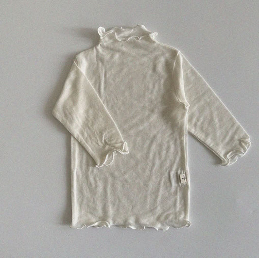 Baby/Toddler Aosta S25 Lettuce Edge Soft Mock Neck Top (3m-5y)- Ivory - AT NOON STORE