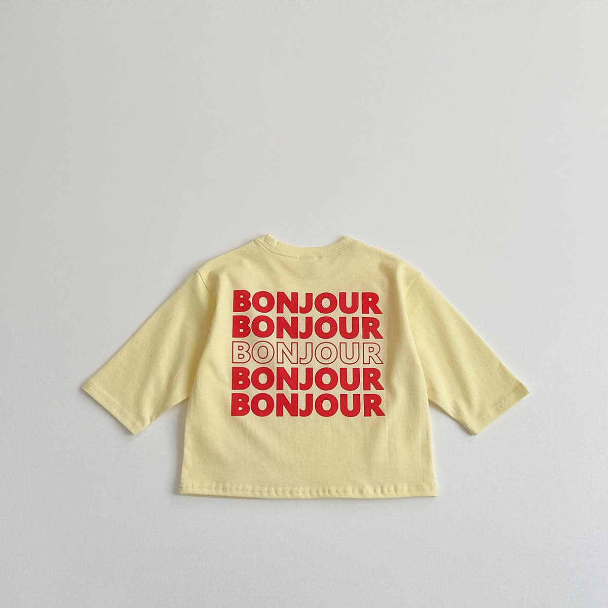 Toddler S25 'BONJOUR' Long Sleeve Tee (1-10y) - Yellow - AT NOON STORE