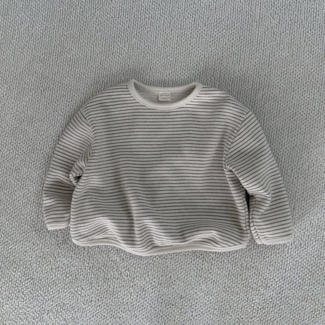 Toddler Bella W24 Stripe Long Sleeve Curved Hem Tee (1-6y) - Ivory