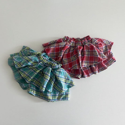 Toddler Hei Ruffle Layered Plaid Skirted Shorts (1-6y) - 2 Colors - AT NOON STORE