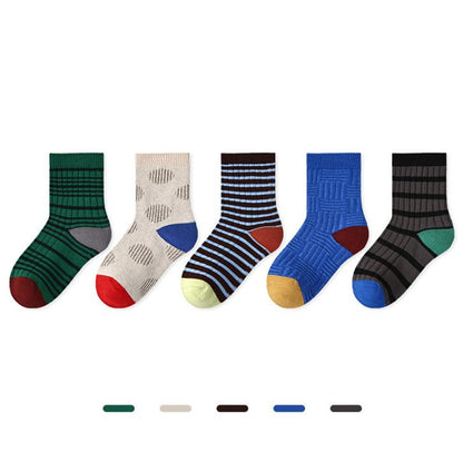 Toddler Jacquard 5PK Socks Set (1-8y) - Green Blue