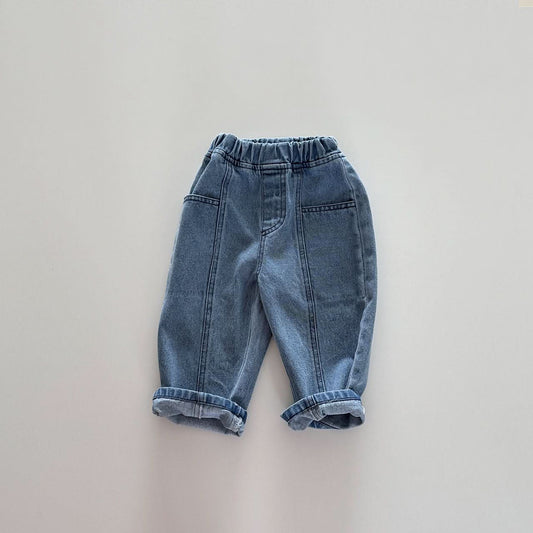 Toddler S25 Stitch Detail Denim Pull On Pants (12m-10y) - Denim - AT NOON STORE