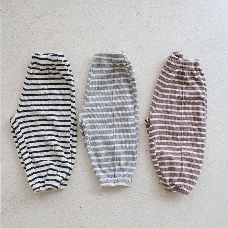 Toddler Stripe Waffle Pin-Tuck Jogger Pants (15m-7y) -2 Colors - AT NOON STORE