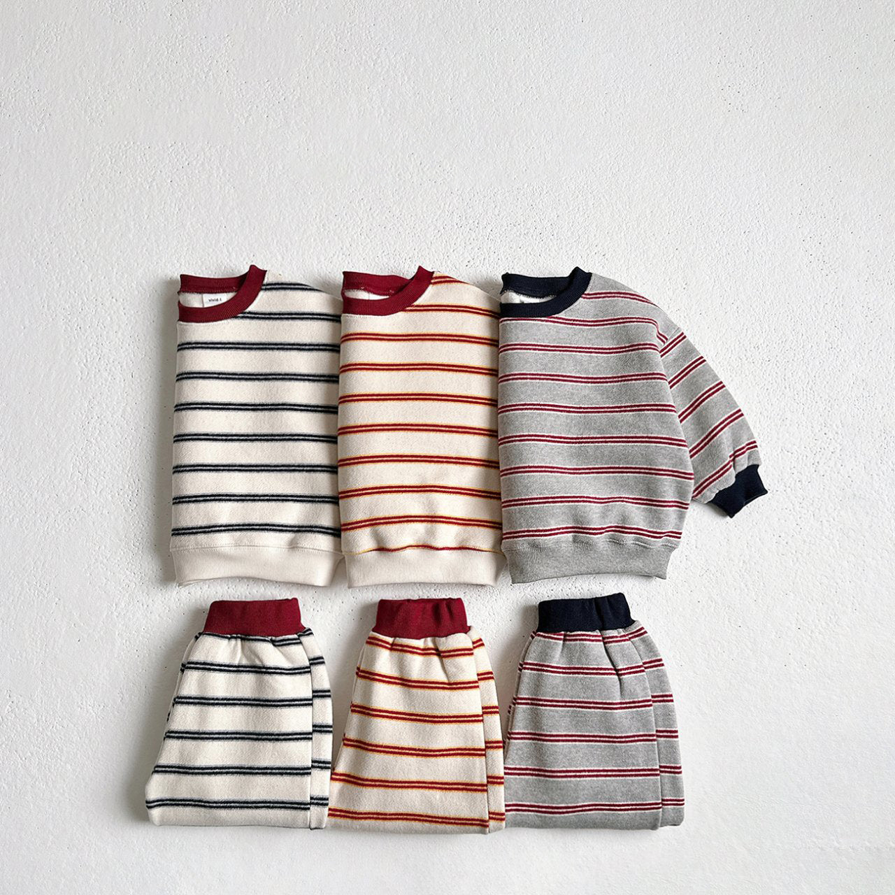 Toddler W25 Warm Stripe Sweatshirt and Jogger Pants Set (1-6y) - 3 Colors