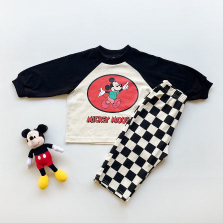 Toddler Disney Mickey Mouse Raglan Tee and Checkered Pull On Pants Set (9m-6y) -2 Colors